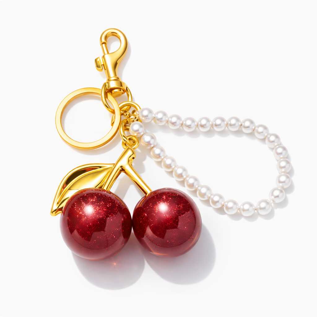 Porte clés cerises perlées